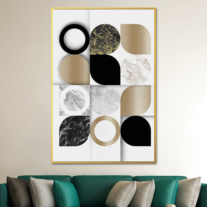 Leaf Shapes Marble Canvas Print Nordic Style Textured Wall Art for Living Room