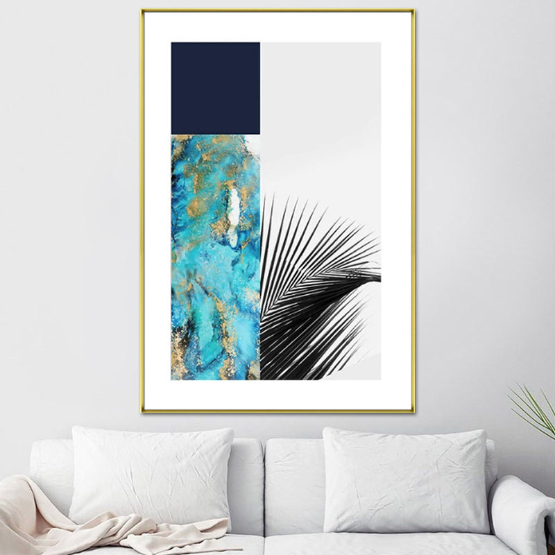 Multicolored Abstract Canvas Leaf Print Tropical Textured Wall Art for Home