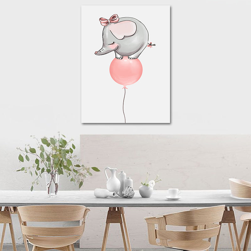 Pink Elephant on Balloon Canvas Print Decorative Modern for Kids Room Wall Art Decor