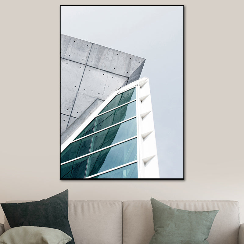 Modernisme wolkenkrabber buitenaanzicht canvas lichtkleurige architectuur muur kunst decor