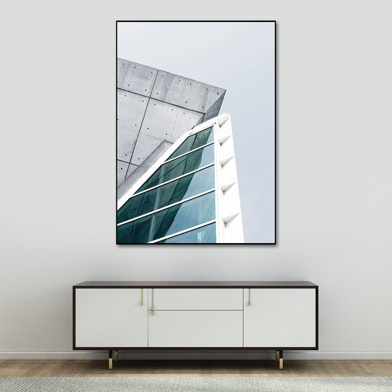Modernisme wolkenkrabber buitenaanzicht canvas lichtkleurige architectuur muur kunst decor