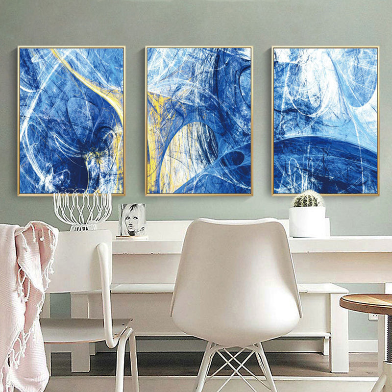 Modern Style Canvas Blue Abstract Pattern Wall Art Decor, Multiple Sizes Options