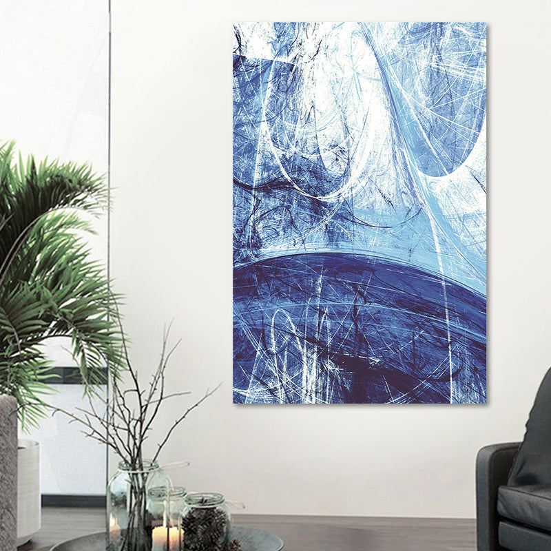 Modern Style Canvas Blue Abstract Pattern Wall Art Decor, Multiple Sizes Options