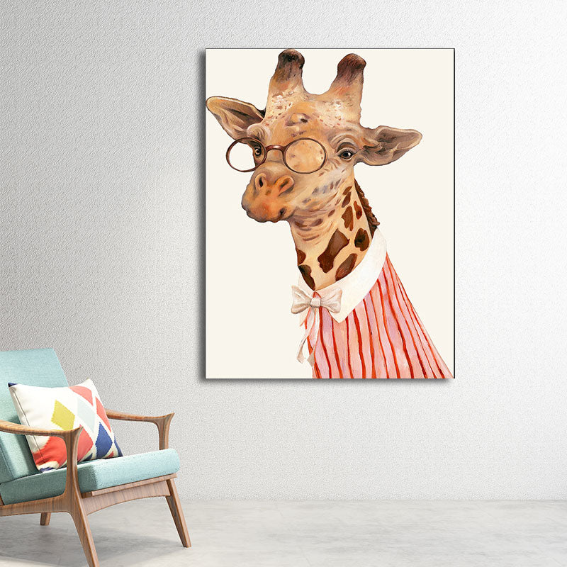 Kids Animal in Suit Canvas Wall Art Colorful Decorative Painting for Children Room