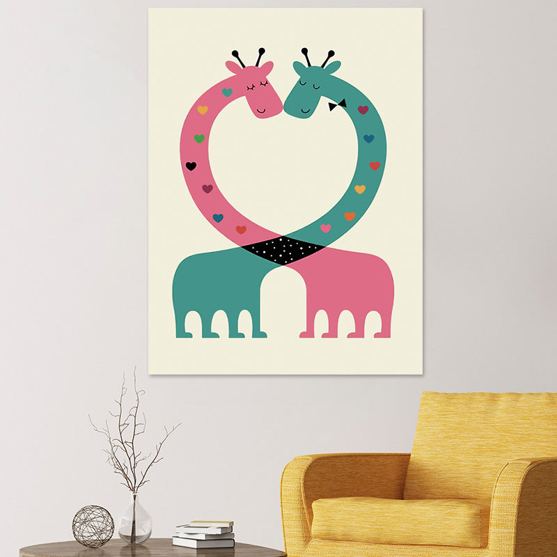 Textured Dark Color Art Print Simplicity Animal Silhouette Wrapped Canvas for Parlor