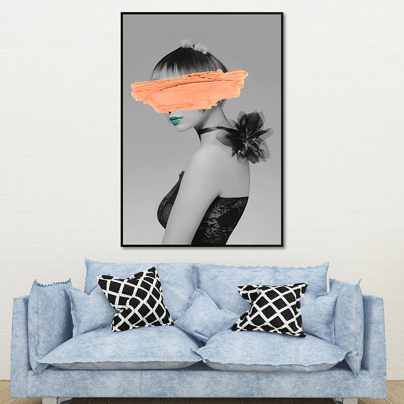 Glam – toile imprimée de figurine modèle, décoration murale texturée de couleur foncée pour chambre de filles