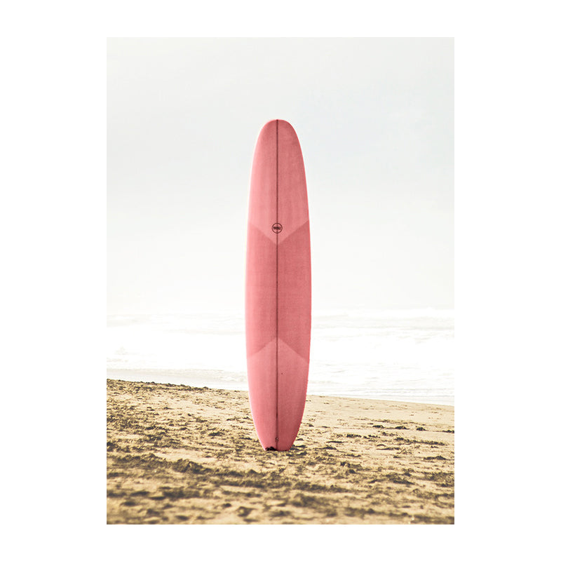 Pink Sea Surfboard Canvas Print Textured Surface Tropical House Interior Wall Art Decor