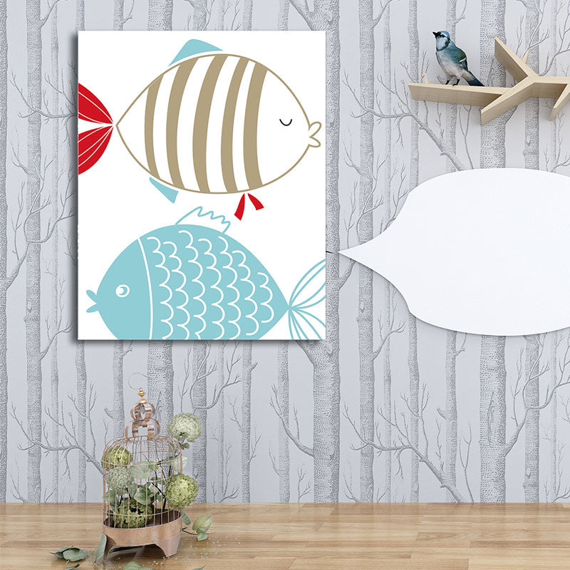 Simplicity Animal Paintings Light Color Decorative Canvas Wall Art for Baby Room