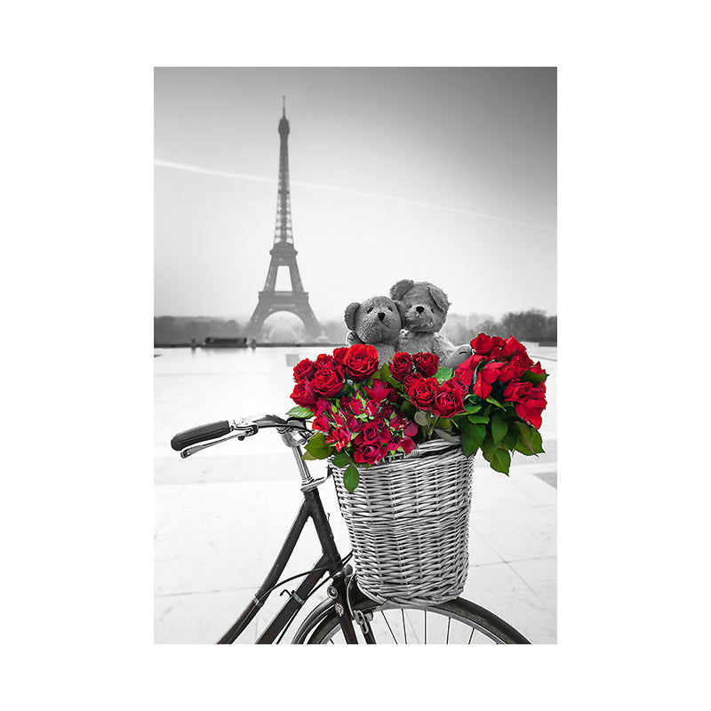 Photographic Print Eiffel Tower Canvas Art Modern Novelty Landmark Wall Decor in Red-Grey