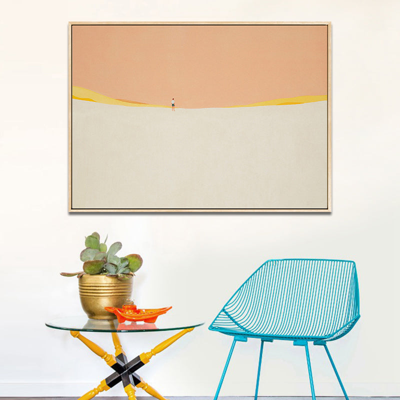 Pastel Color Landscapes Art Print Textured Scandinavian Living Room Wrapped Canvas