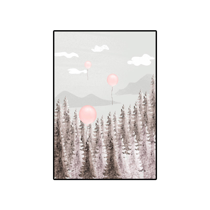 Graue Ballon-Leinwand, Waldlandschaft, Vintage-Struktur, Wanddekoration für Wohnzimmer