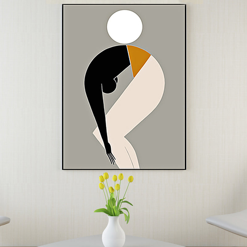 Black Nordic Wall Art Decor Abstract Sport Man with Ball Canvas Print for Living Room