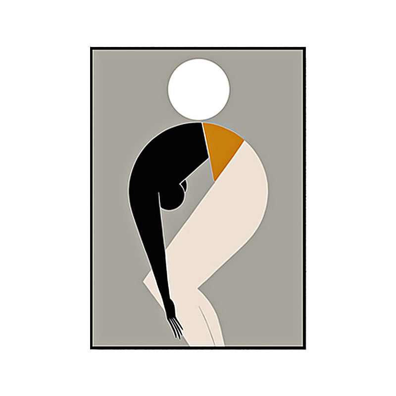 Black Nordic Wall Art Decor Abstract Sport Man with Ball Canvas Print for Living Room