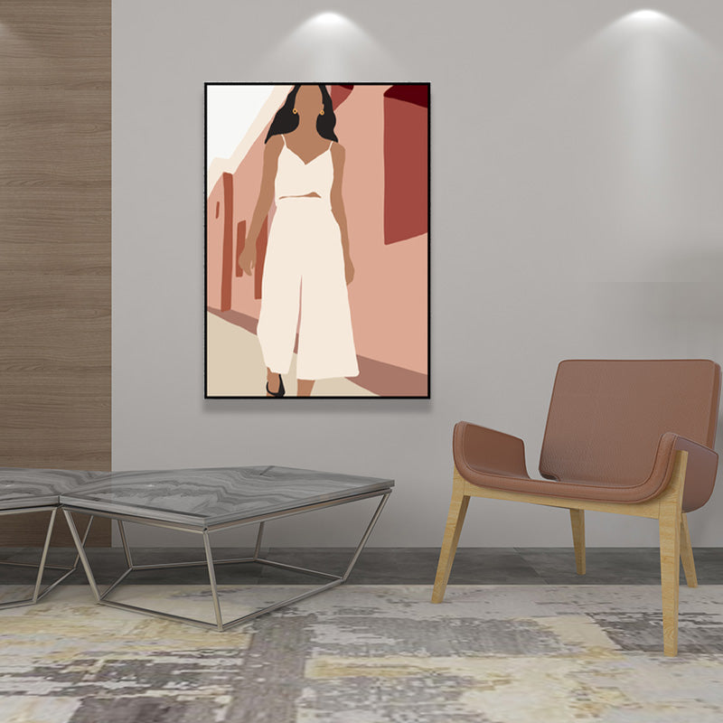 Fashion Female Wall Decor Scandinavian Textured Living Room Canvas Art, Multiple Sizes