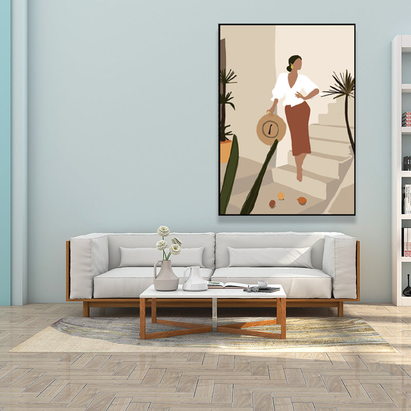 Fashion Female Wall Decor Scandinavian Textured Living Room Canvas Art, Multiple Sizes