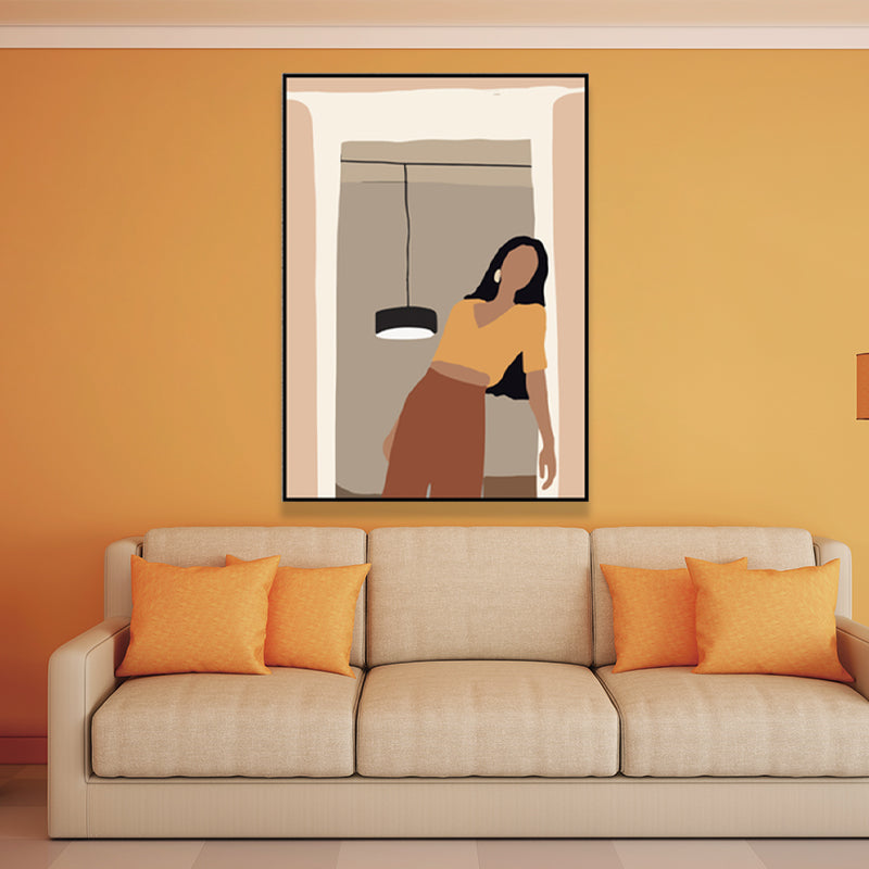 Fashion Female Wall Decor Scandinavian Textured Living Room Canvas Art, Multiple Sizes