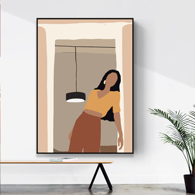 Fashion Female Wall Decor Scandinavian Textured Living Room Canvas Art, Multiple Sizes