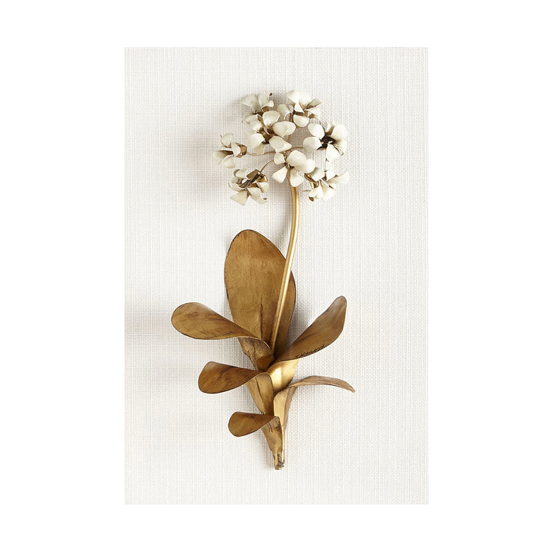 Photography Flower Bouquet Canvas Wall Art for Living Room, Gold and White, Texture