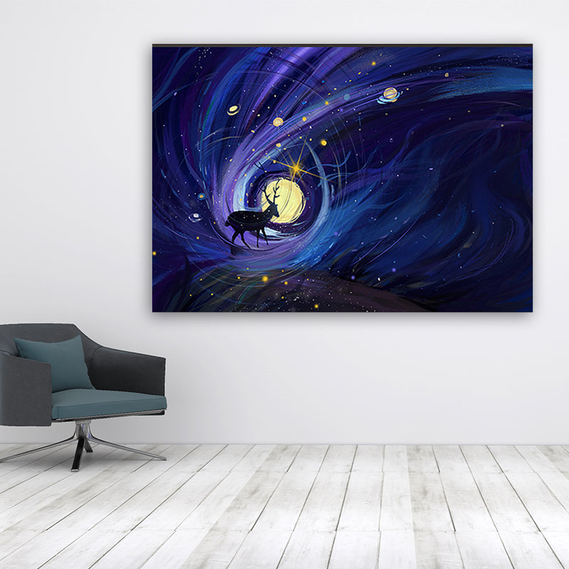 Toile d'art pour enfants, couleur douce, décoration murale fantaisie et cerf pour chambre d'enfant