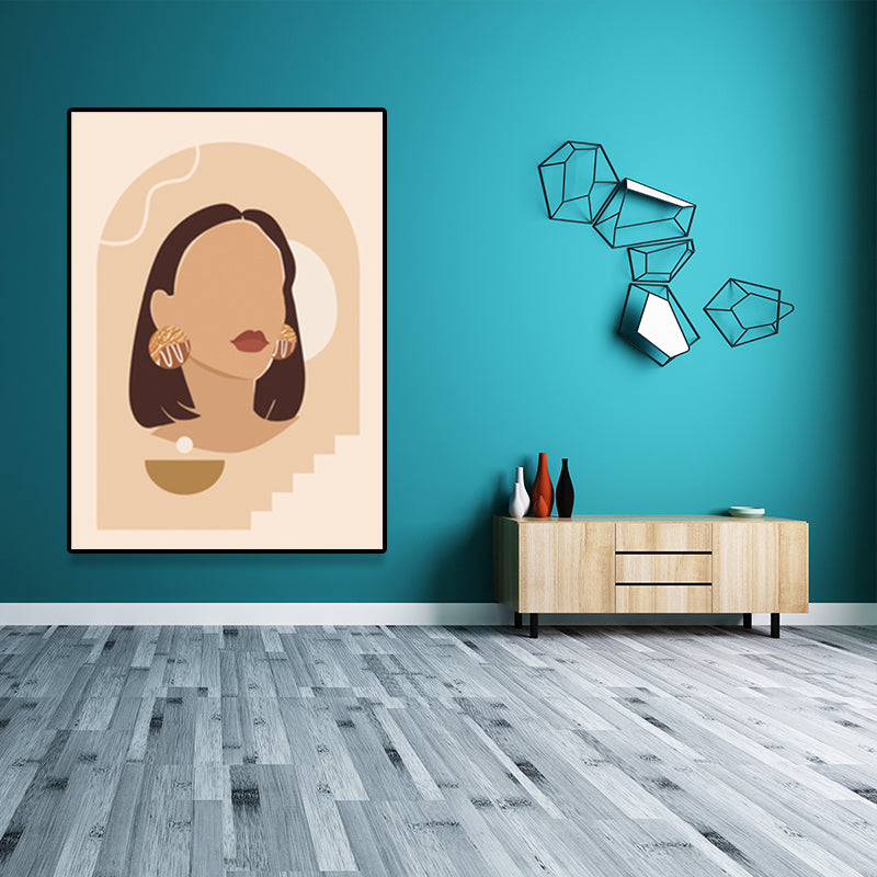 Fashion Woman Wall Art Decor Nordic Textured Painting for Living Room, Multiple Sizes Available