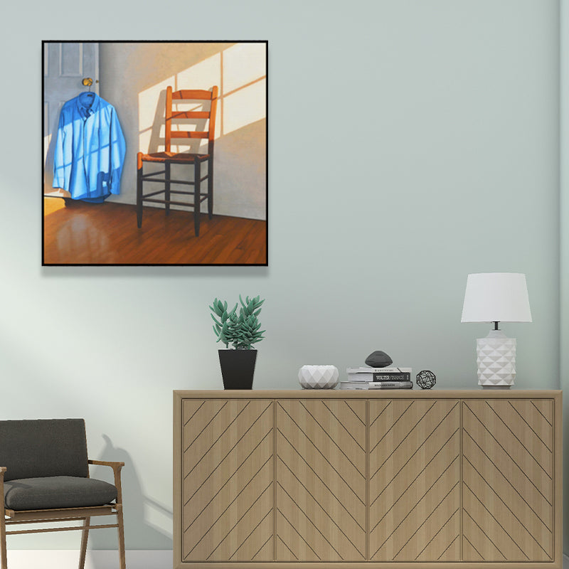 Dunkle Farbe Holzmöbel Leinwand nordisch strukturierte quadratische Wanddekoration für Restaurant