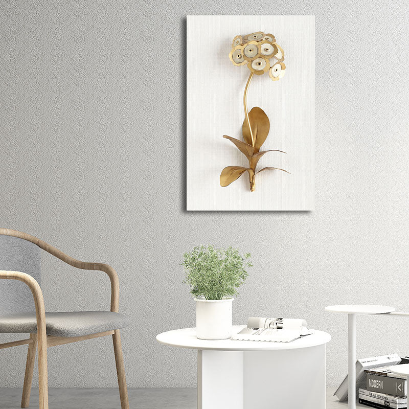 Gold Blossom Art Print Flower Nordic Style Textured Surface Canvas for Girls Bedroom