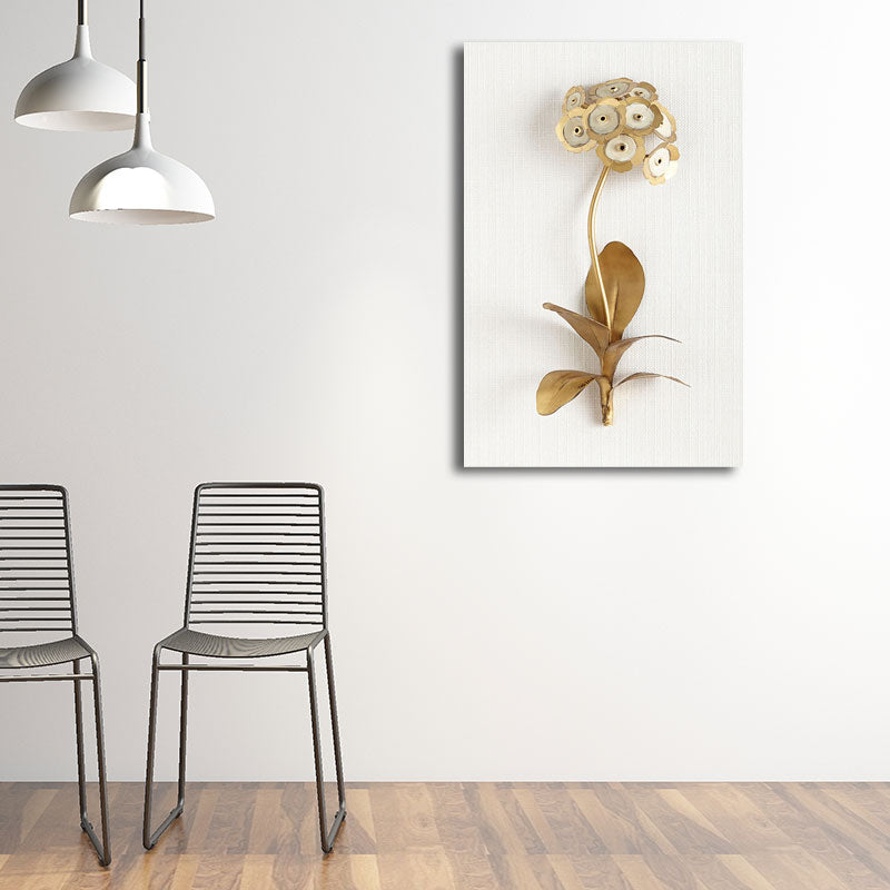 Gold Blossom Art Print Flower Nordic Style Textured Surface Canvas for Girls Bedroom