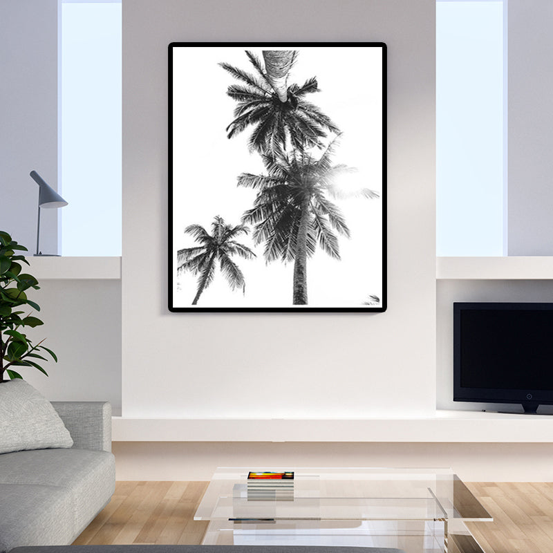 Coconut Tree Painting Gray Canvas Wall Art Decor Textured, Multiple Sizes Options