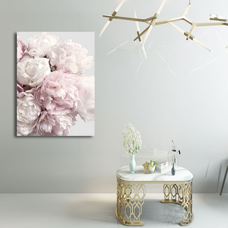 Toile de fleur de pivoine romantique pour chambre à coucher, décoration murale imprimée de fleurs de couleur pastel