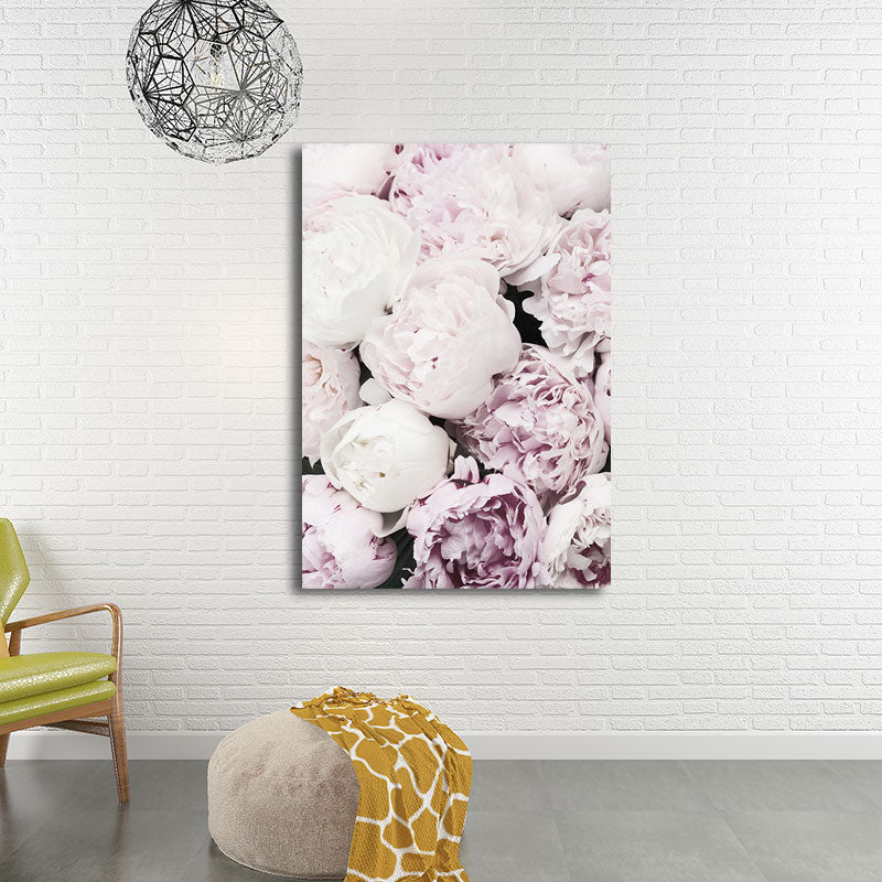 Romantic Peony Blossom Canvas for Bedroom Flower Print Wall Art Decor in Pastel Color