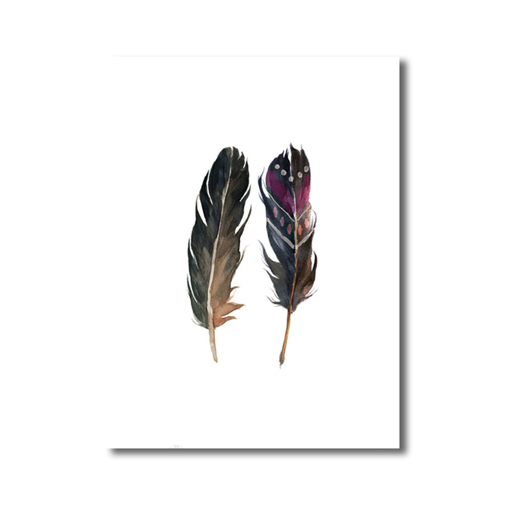 Black Feathers Wall Art Textured Surface Minimalism Dining Room Canvas Print
