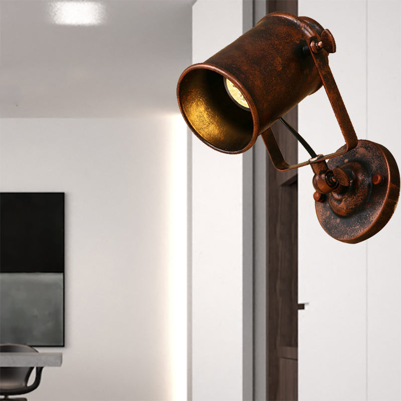 Cylindre Métallique Éclairage Antique Style 1 Light Living Salon Mur Murlé Lumière Black / Rust