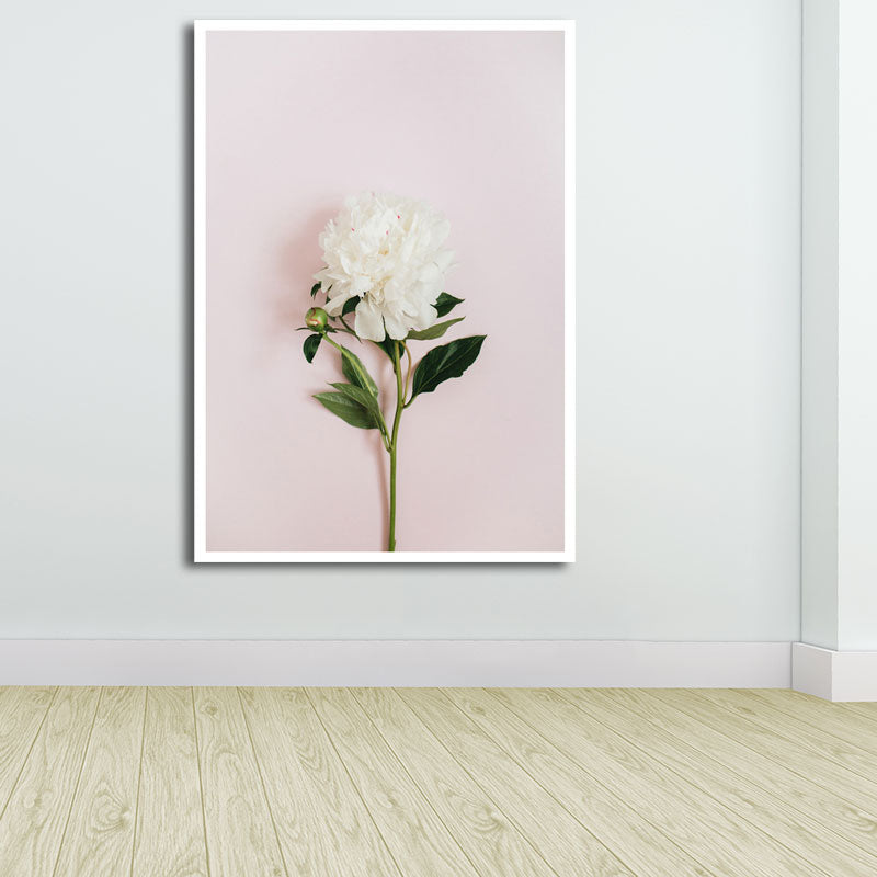 Toile de décoration murale avec plantes nordiques, impression artistique texturée de couleur douce pour chambre de filles