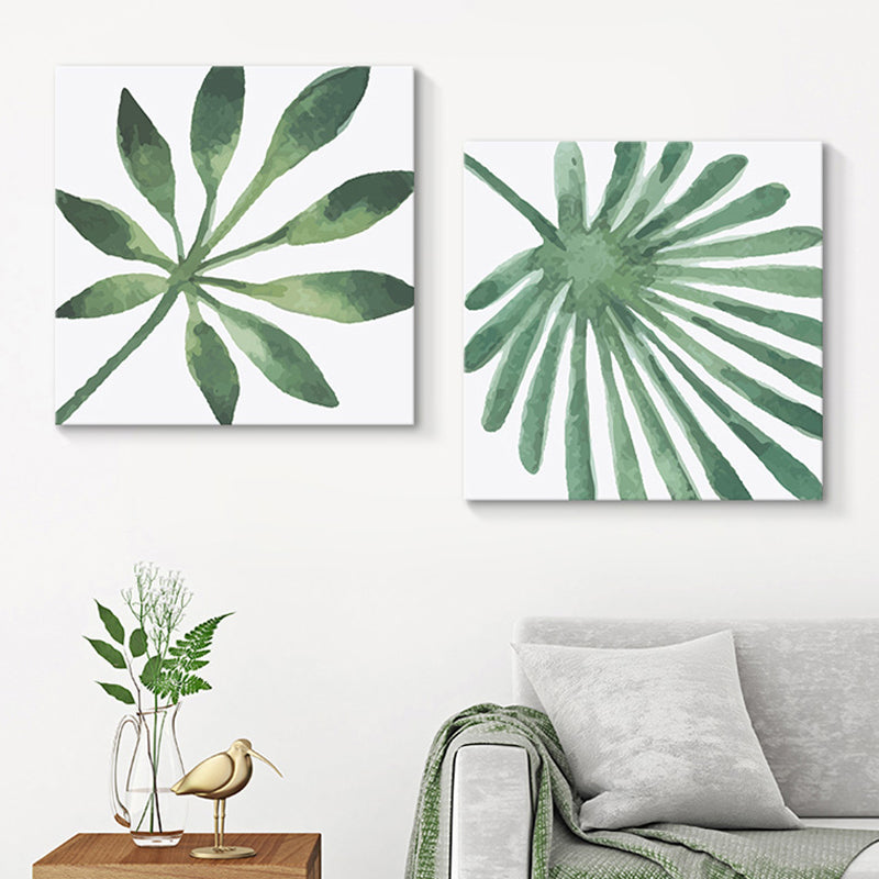 Farmhouse Fan Palm Leaves Canvas Green Tropix Plant Wall Art Set for Living Room