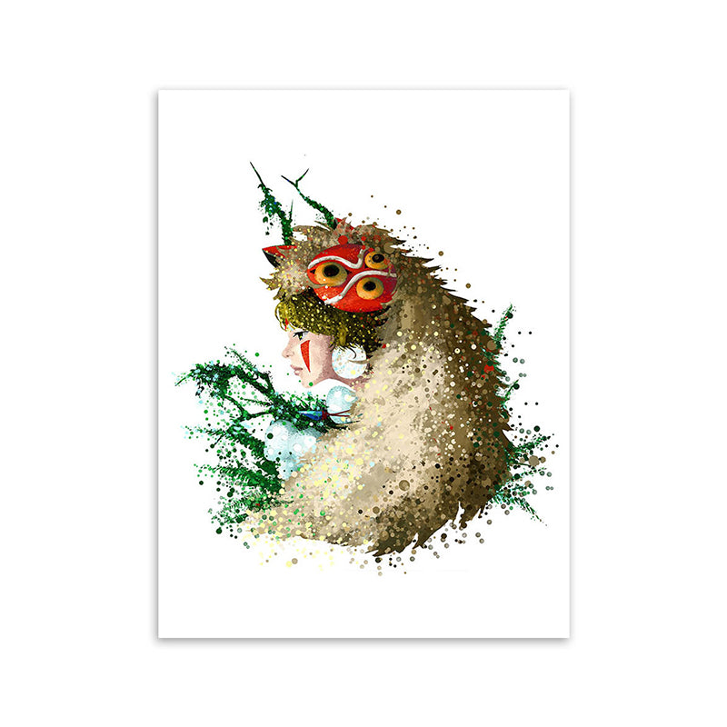 Figure Painting Tribal Woman Canvas Kids Style Textured Wall Art for Child Room