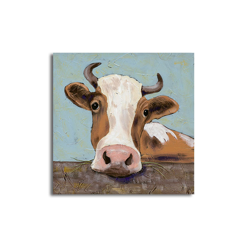 Country Farm Animal Painting Art Print Soft Color Bedroom Wall Decoration, Textured