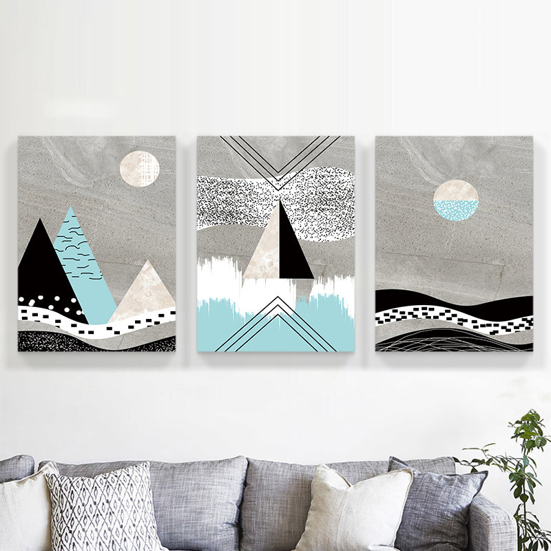 Textured Abstract Wall Art Decor Nordic Canvas Print in Light Color for Room, Set of 3