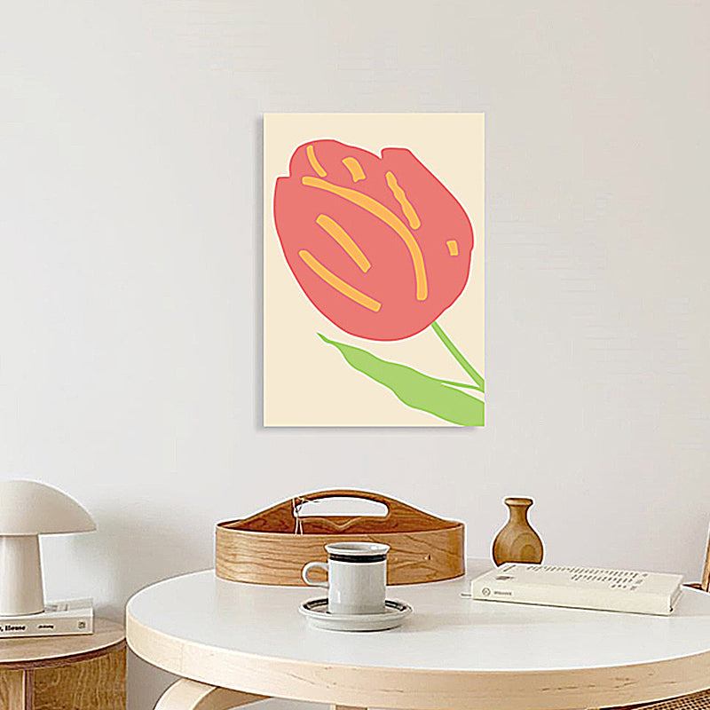 Illustration Tulpen-Wanddekoration, roter Vintage-Leinwanddruck für das Esszimmer, mehrere Größen
