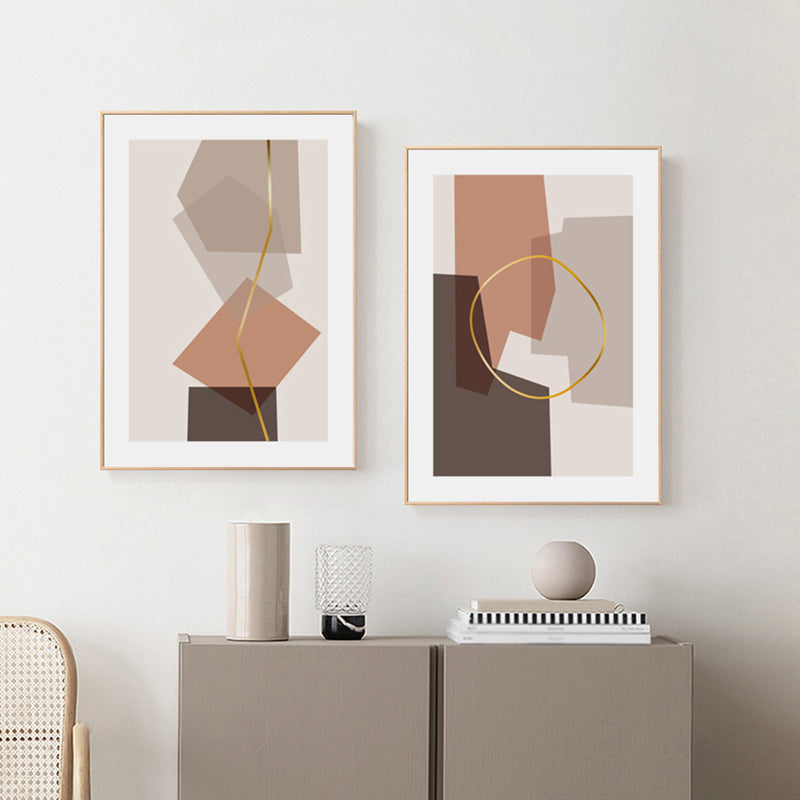 Illustration Geometric Wall Art Decor Scandinavian Textured Canvas Print for Living Room