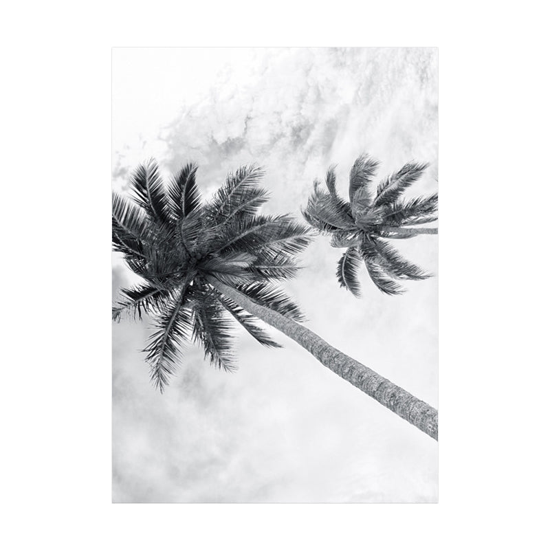 Photography Tropix Wall Art Print with Coconut Tree Looking-Up View in Grey for Room