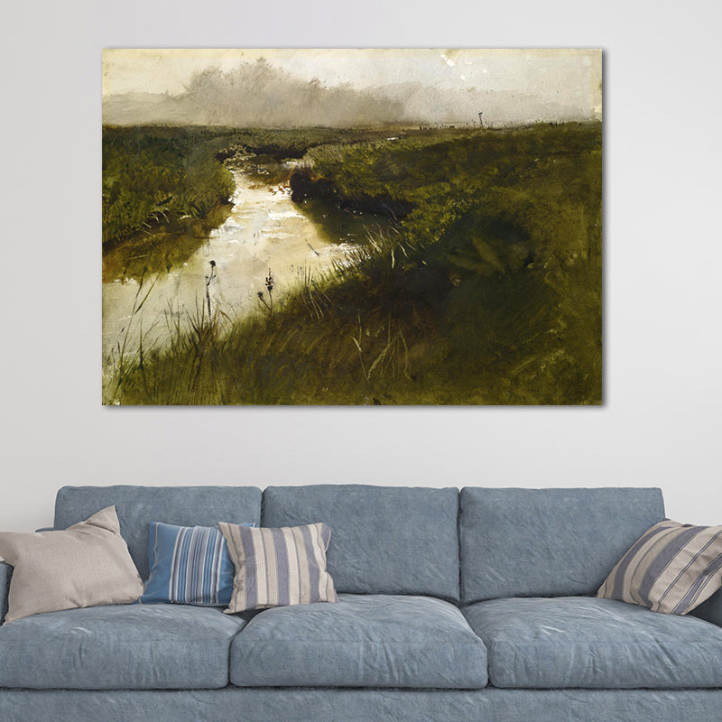 Wilds Painting Wall Decor Farmhouse Gloomy Scenery Canvas Art in Dark Color for Home