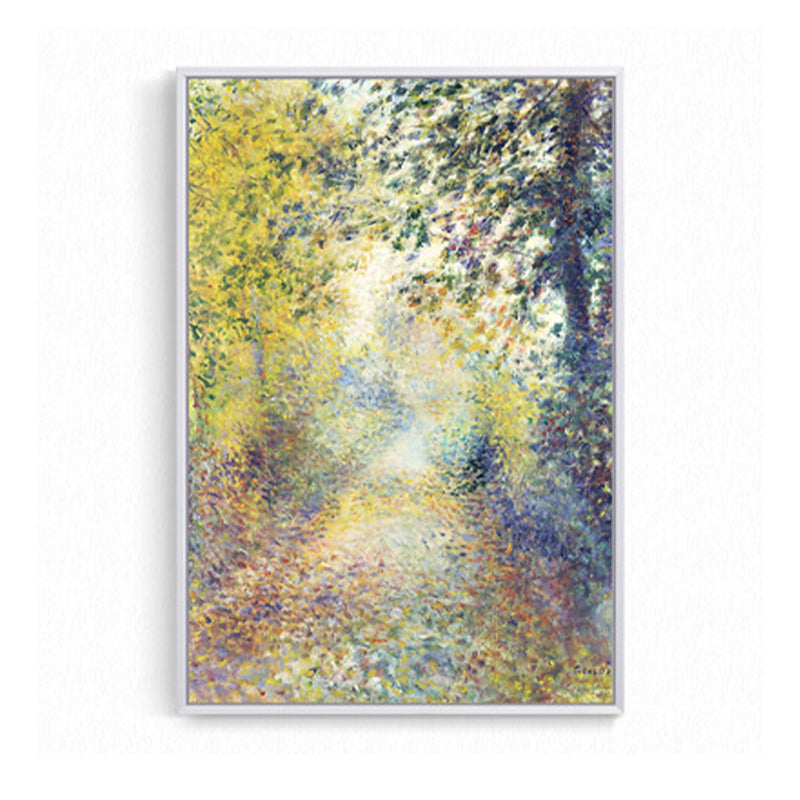 Textured Monet Pool Painting Canvas Rustic Wall Art Print for Family Room, Yellow