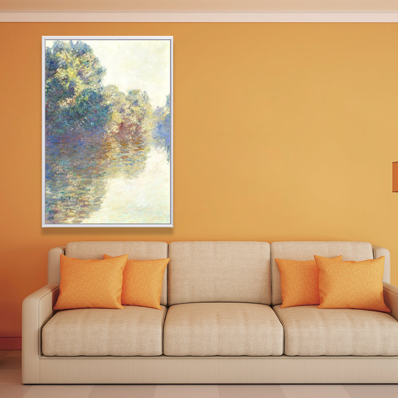 Textured Monet Pool Painting Canvas Rustic Wall Art Print for Family Room, Yellow