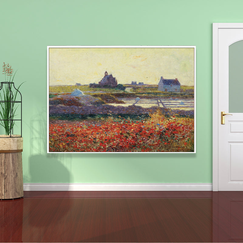 Poetic Sunset Landscape Wall Art Dining Room Scenery Painting Canvas Print in Soft Color