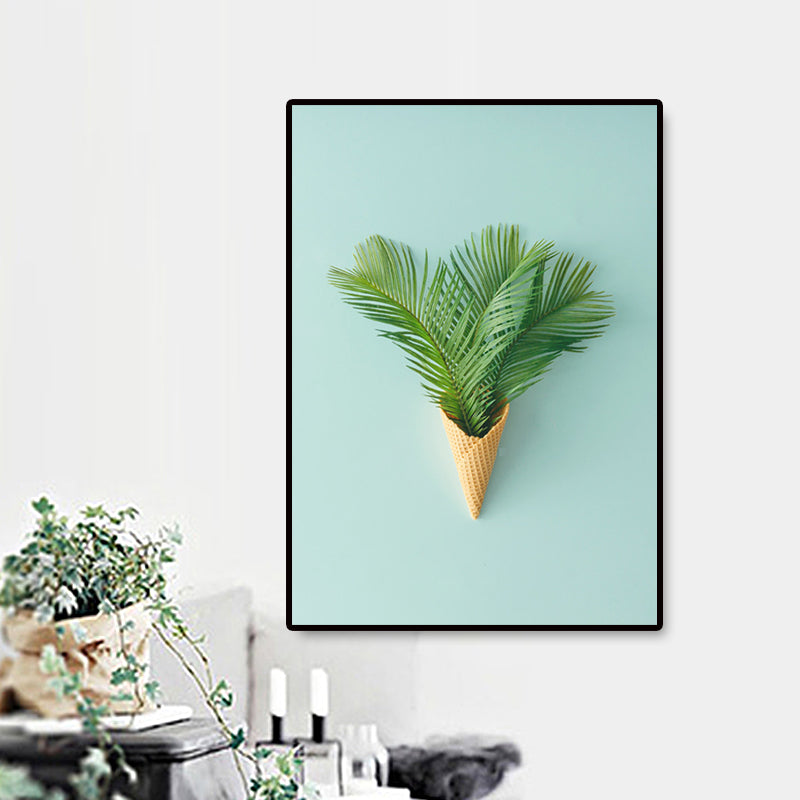Impression d'art de bouquet de plantes, décoration murale nordique sur toile de couleur pastel, surface texturée