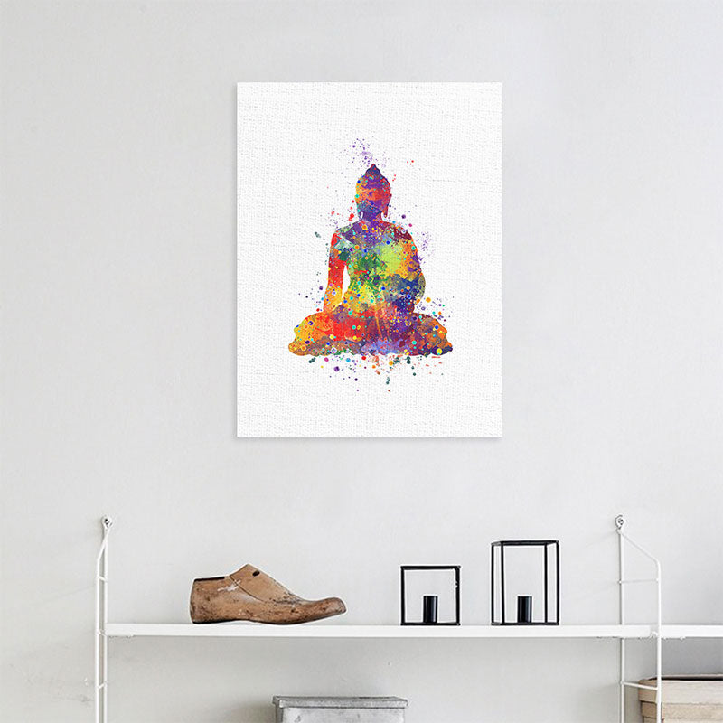 Red Buddhism Wall Art Religion Asian Textured Canvas Print for Dining Room