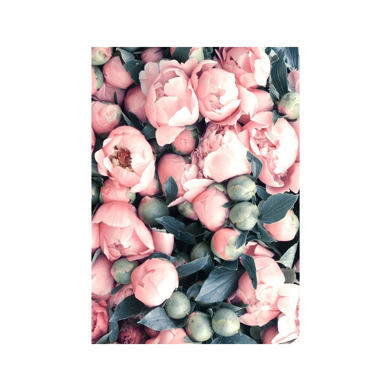 Textured Flower Buds Wall Decor Nordic Stylish Canvas Art Print in Pink and Green