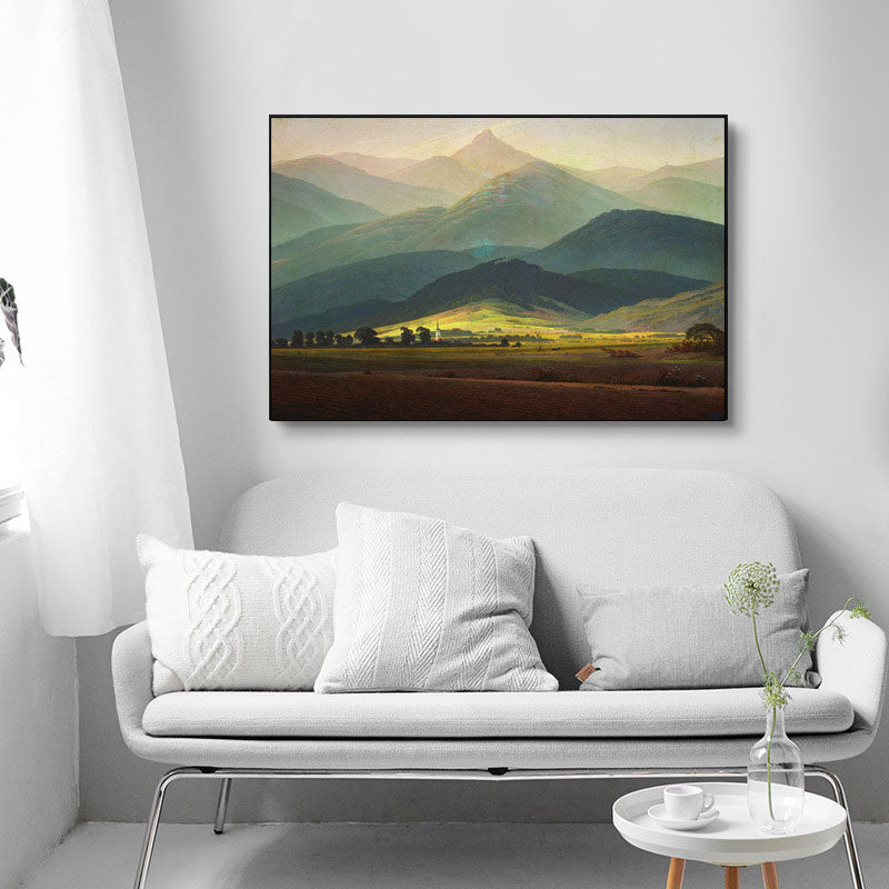Green Smokey Mountain Layers Canvas Nature Scenery Modern Sitting Room Wall Art Print