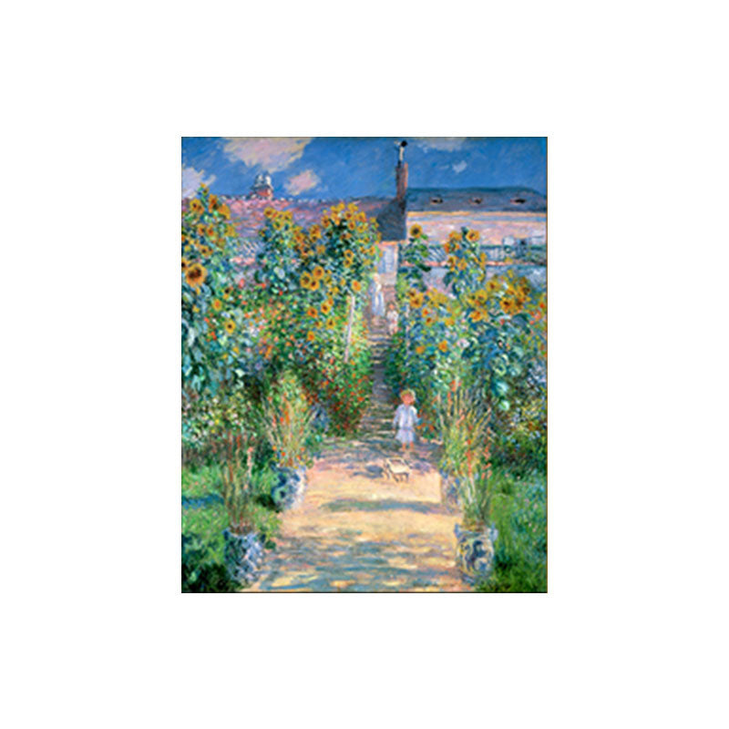 Rustic Monet Wall Art in Green the Artists Garden at Vetheuil Canvas for Home