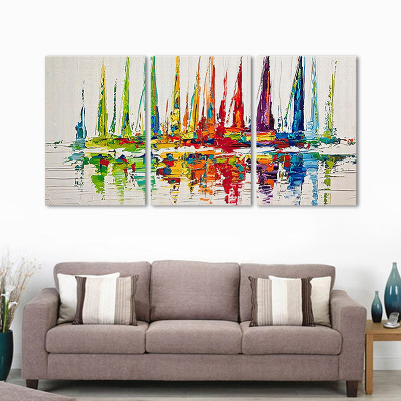 Aquarel zeilschepen schilderij rode moderne stijl Wall Art Decor voor huis interieur